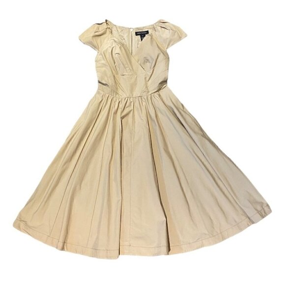 Pink Tartan V Neck Pleated Midi Dress Size 0 - Picture 10 of 12